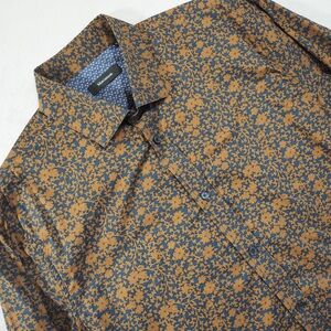 Matinique Sz XL Brown Floral Print Dress Shirt Flip Cuffs
